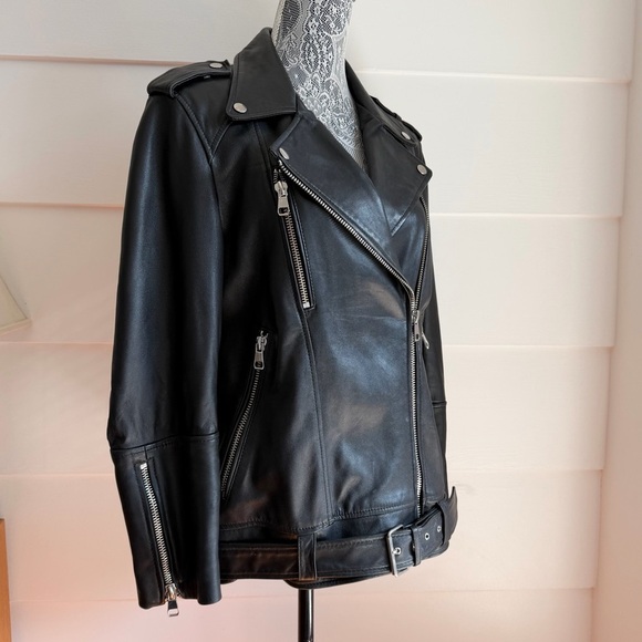 Zara Trf Leather Oversized Motorcycle Jacket Limited Edition size S/M - Picture 3 of 6